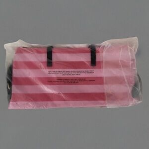 Pink and Black Striped VS Canvas Tote Bag NWT